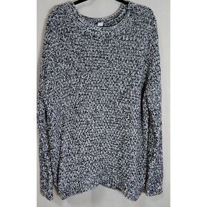 H&M Eur Knit Sweater Black White Solid Long Sleeve Women Size L